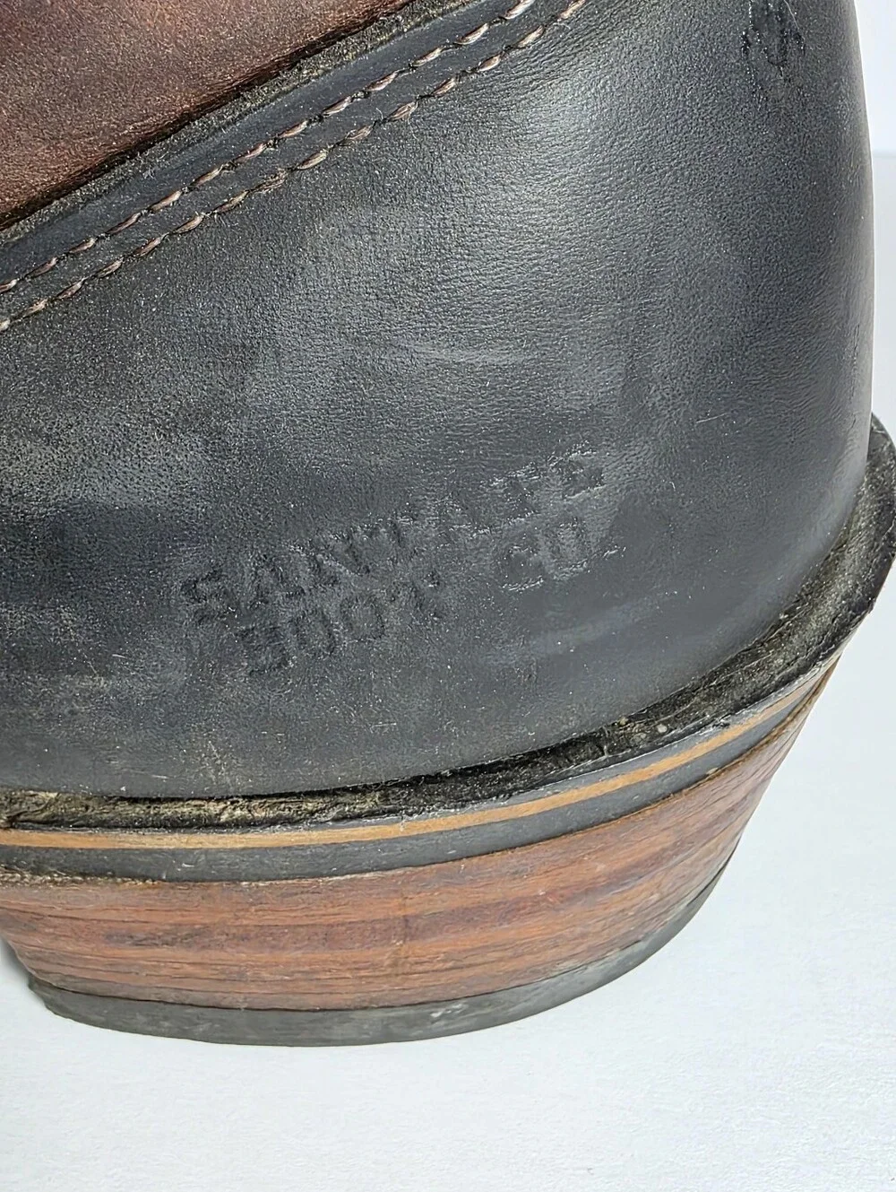 Santa Fe Boot Co Vintage Leather Logger Work Boots Brown Black Size 9 Vibram